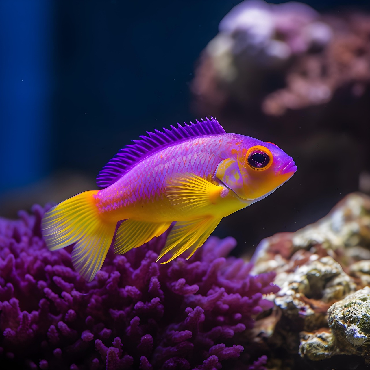 royal gramma basslet, purple fish, aquarium, fish, tank, nature, pet, animal, fish tank